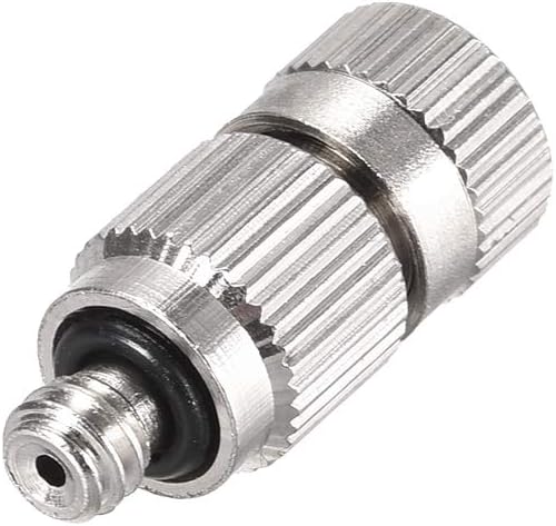 uxcell Brass Misting Nozzle - 3/16-inch Threaded 0.2mm Orifice Dia Fogging Spray Head for Outdoor Cooling System - 5 Pcs Silver Tone