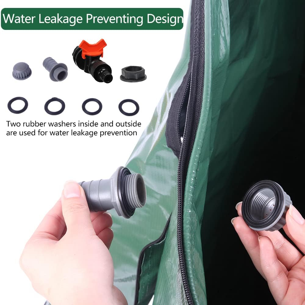 132 Gallon Collapsible Rain Barrel, Water Storage Tank, Portable Rainwater Collection System, Rain Catcher Barrel with Two Spigots and Overflow Kit, Rain Water Barrel Collector for Garden, Green