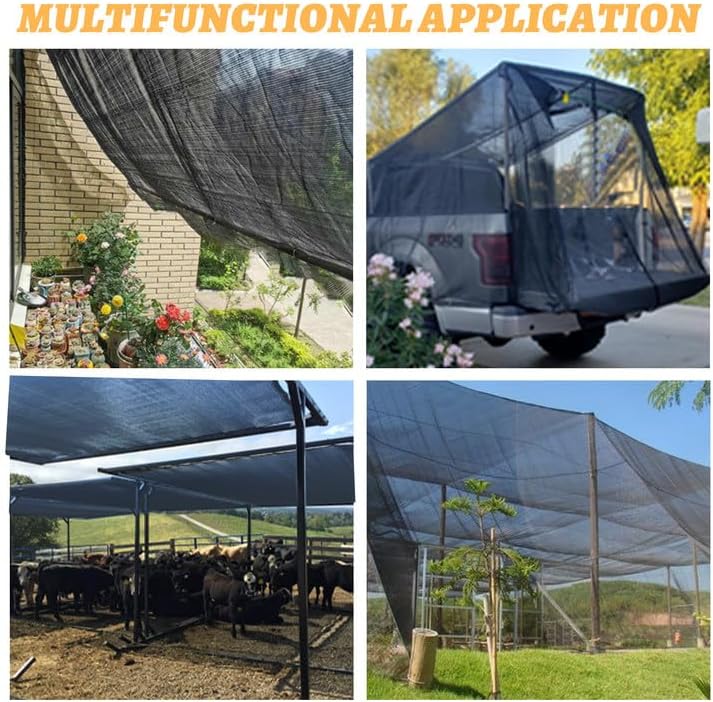 Cool Area 55% 6.5x6.5ft Sunblock Shade Cloth Cover Mesh UV Resistant Net for Garden Flower Plant Greenhouse, Black