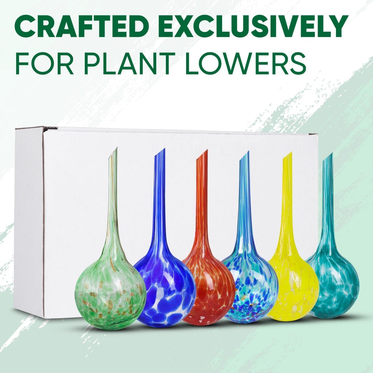 Plant Watering Globes Set of 6 โ Large Glass Self-Watering Bulbs (up to 5 Days of Watering) for Indoor & Outdoor Plants โ Multicolor