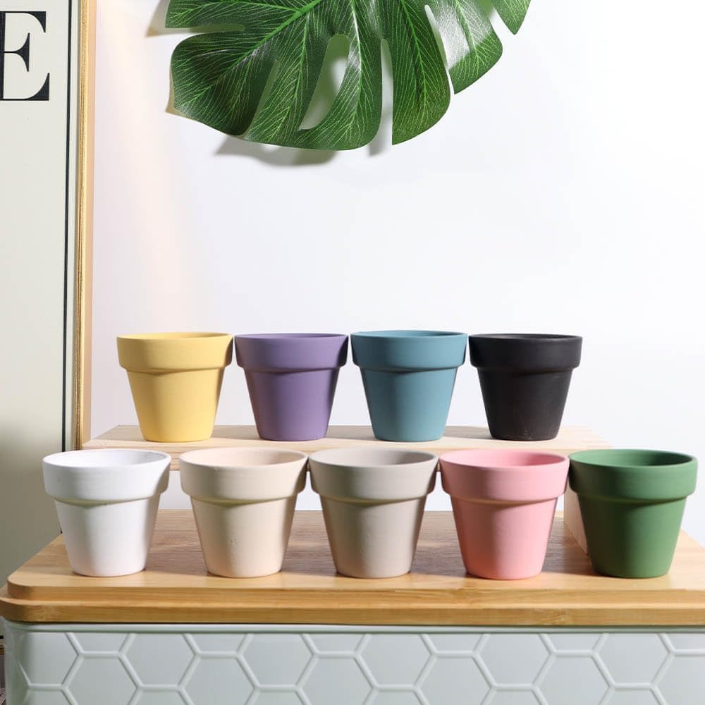 vensovo 48 Pcs 2" Tiny Terracotta & Terra Cotta Pots with Drainage - Grey Small Mini Clay Ceramic Pottery Planter Ideal for Indoor/Outdoor Plants, Crafts, Wedding Favors