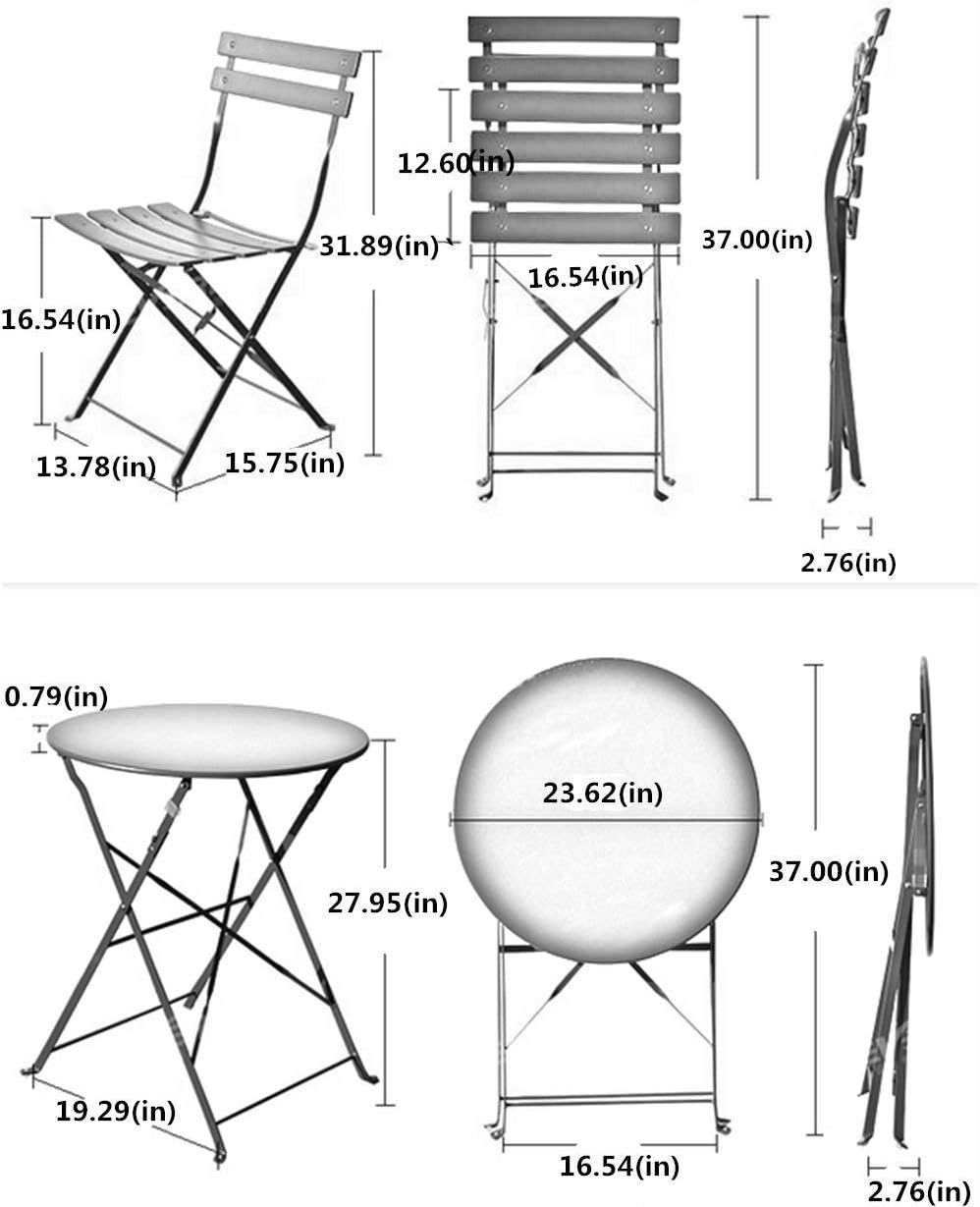 Grand patio 3-Piece Folding Bistro Set, 2 Chairs and 1 Table, Weather-Resistant Outdoor/Indoor Conversation Set for Patio, Yard, Garden-White