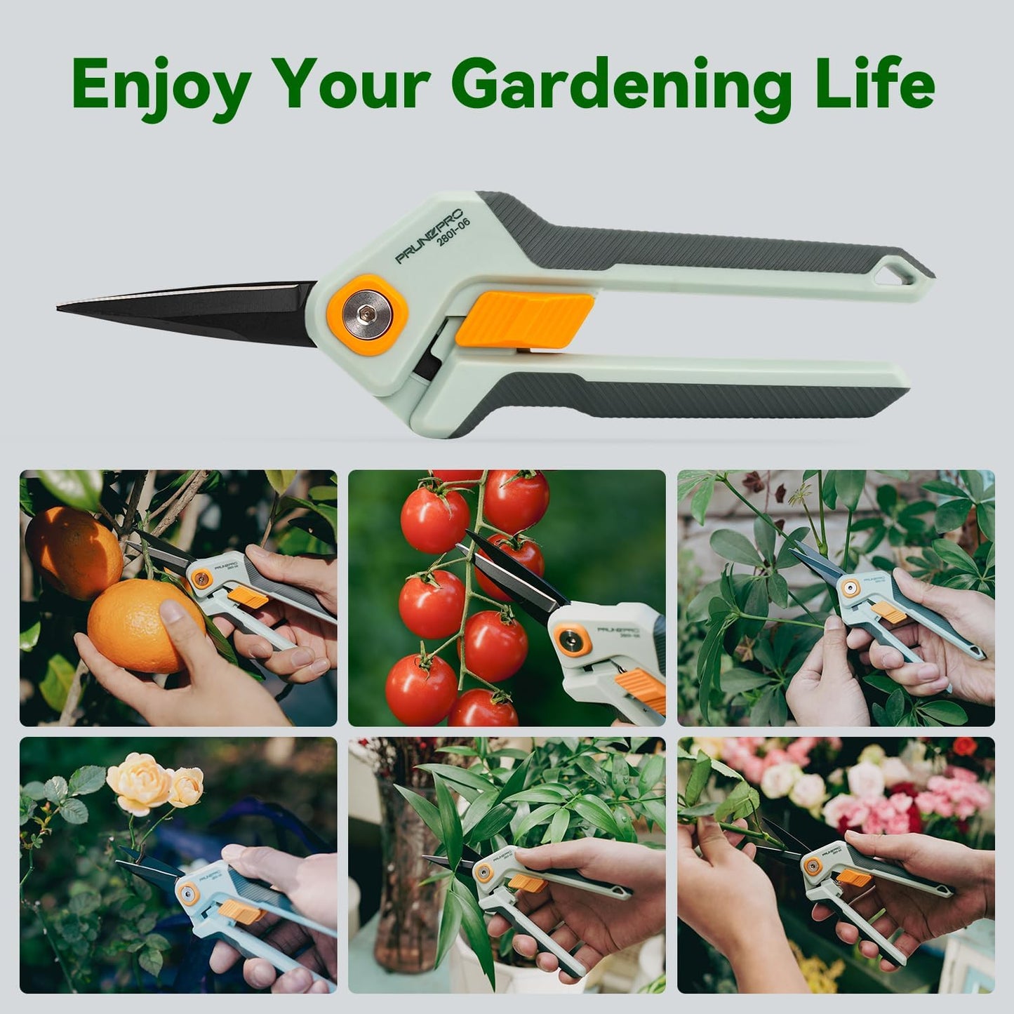 PrunePro Garden Scissors Pruning Shears Sharp Stainless Steel Non-Stick Teflon Coating Blade for Precise Cuts Garden Snip Bonsai Clippers for Plants Rose Flower 2 Pack