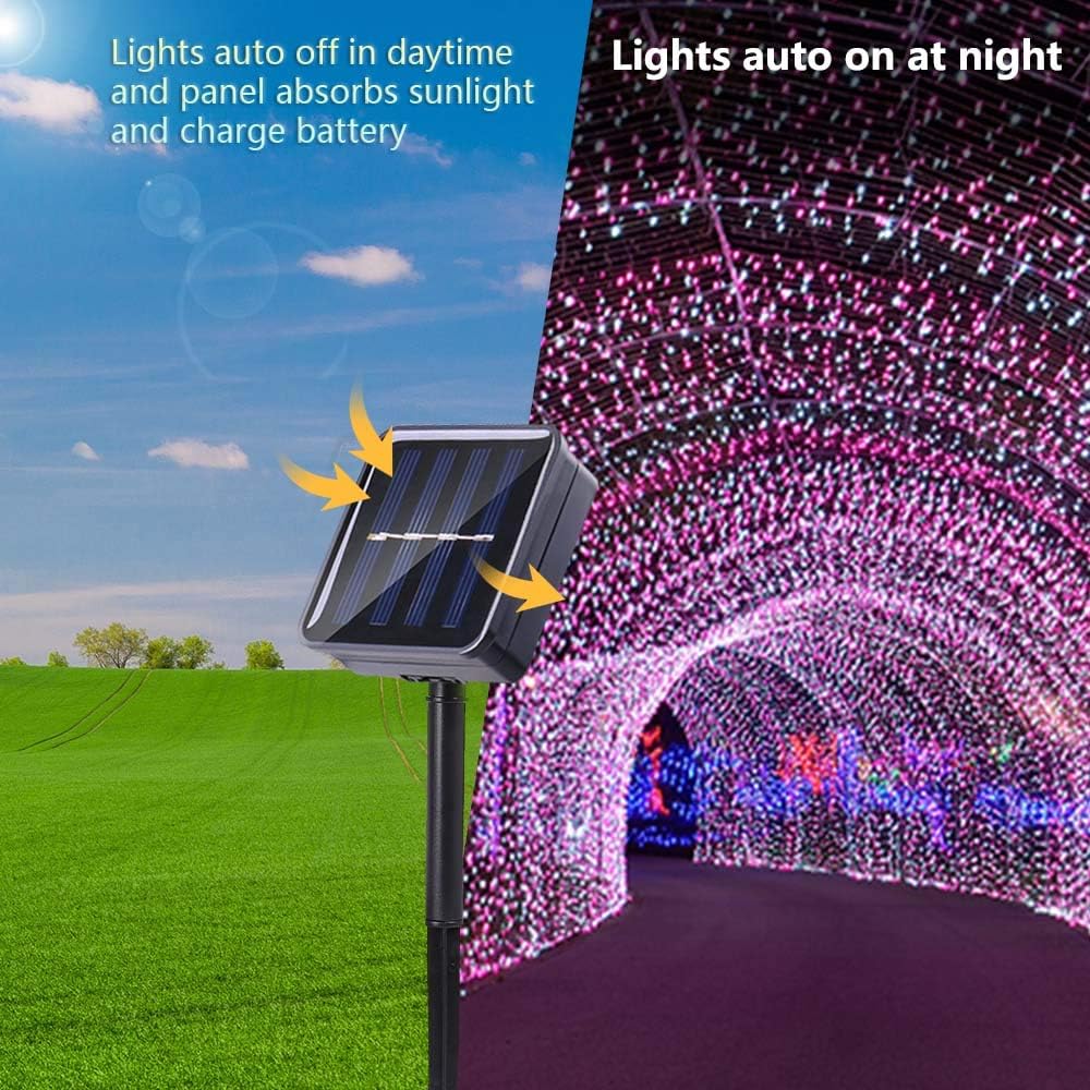 Lomotech Solar String Lights Outdoor - 2 Pack Total 66ft 200LED Solar Fairy Lights Waterproof 8 Modes Twinkle Lights for Outdoor, Patio, Garden, Yard, Party, Wedding, Tree Decoration (Multicolor)