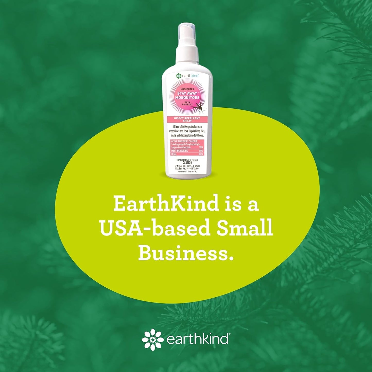 EarthKind Stay Away Mosquitoes Insect Repellent - Plant-Based, Unscented Mosquito Body Spray with Picaridin - Up to 14-Hour Protection - Safe for Children When Used As Directed - 4-Oz (2-Pack)
