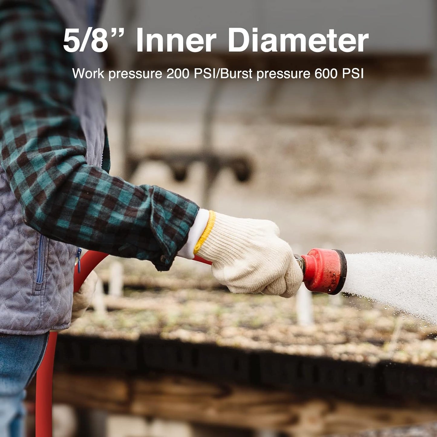5/8" Hot/Cold Garden Water Hose 200 ft, -50℉-190℉,Flexible & Lightweight With 3/4" Brass Fittings for Yard, Outdoor, Farm, Red