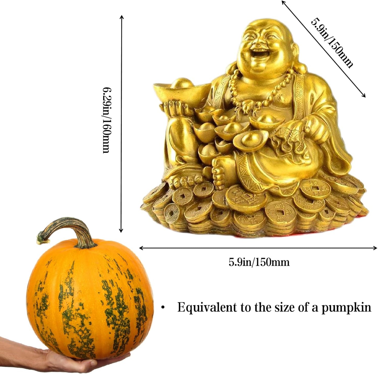 Golden Laughing Buddha Statue,New Home Decor, for Home,Room Decor Lucky and Happy,Zen Garden