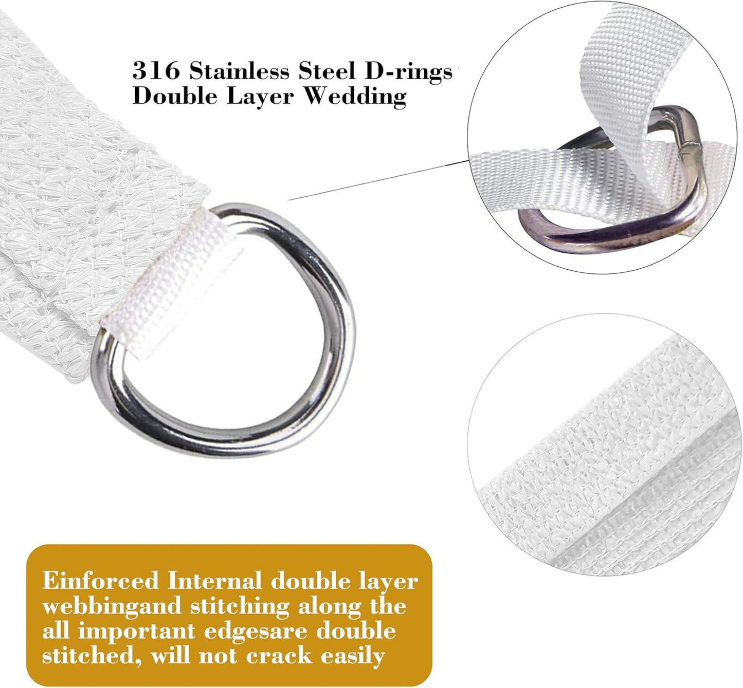 15' x 15' White Square Sun Shade Sail SSP1212 Canopy Durable Fabric UV Block Awning,We Make Custom Orders