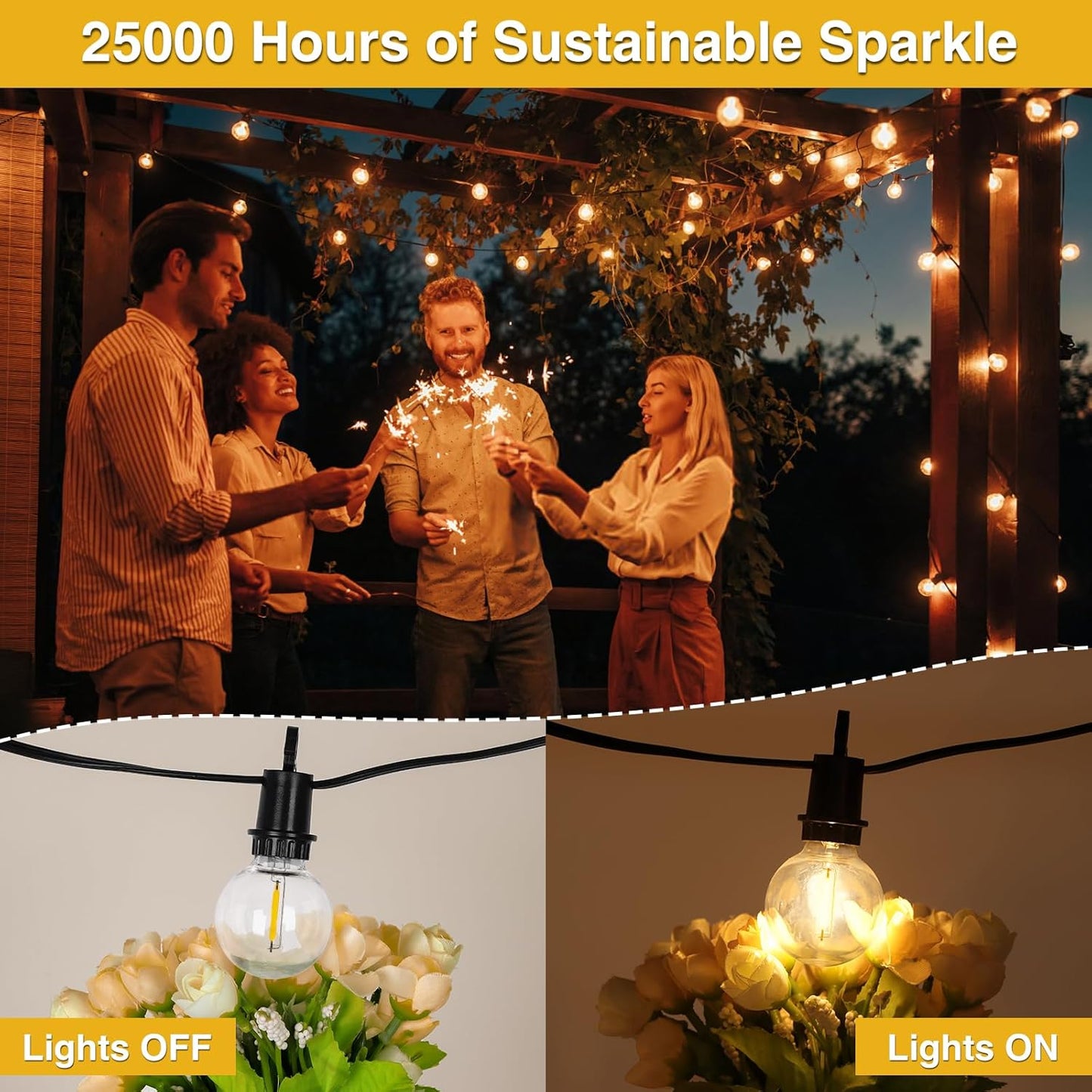 ZJOJO 200FT Outdoor String Lights, G40 Globe Outdoor Lights with 100 Shatterproof LED Bulbs (6 Spare), 2700K Hanging Waterproof Patio Light, Connectable String Lights for Outside Backyard Porch Party