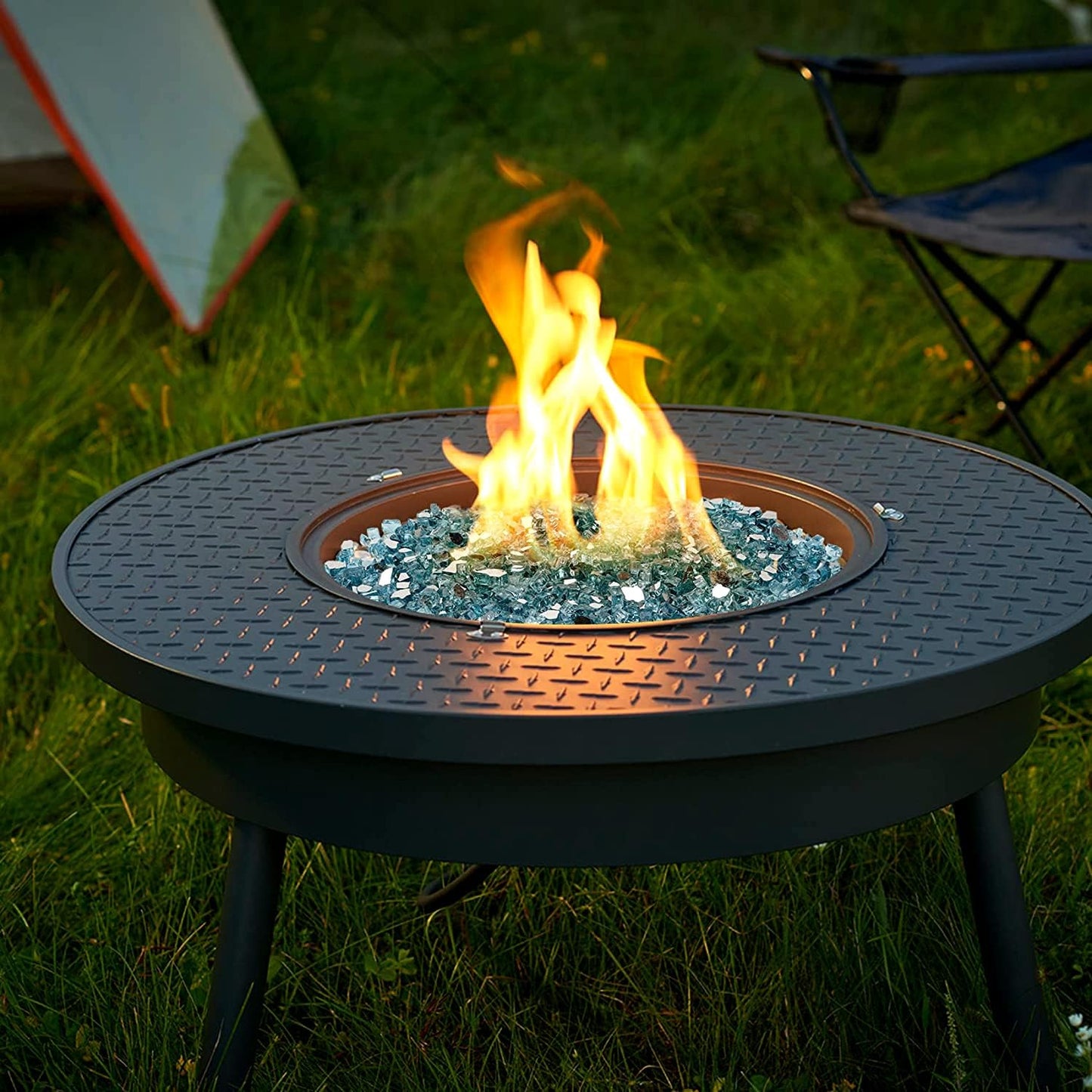 Mr. Fireglass 10 Pounds Fire Glass - 1/4 Inch High Luster Reflective Tempered Glass Rocks for Fireplace Fire Pit Table and Landscaping, Aqua Blue