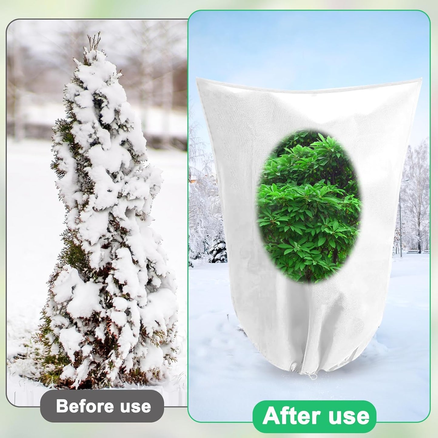 DQS 3 Pack Plant Covers Freeze Protection, 19.6" x 39.3" Winter Frost Protection Blankets Frost Cloth,Suitable for Outdoor Winter Frost, Cold Weather, shrubs, Trees, Jackets, and coverings