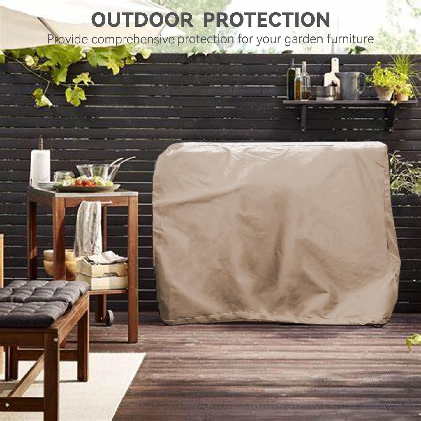 Outdoor Dining Cart Cover - Heavy Duty Waterproof Cover for Royal Gourmet Cart Flattop Worktable, Coverage Includes Outdoor Utility Cart,Tabletop Griddle and Propane Tank.Khaki