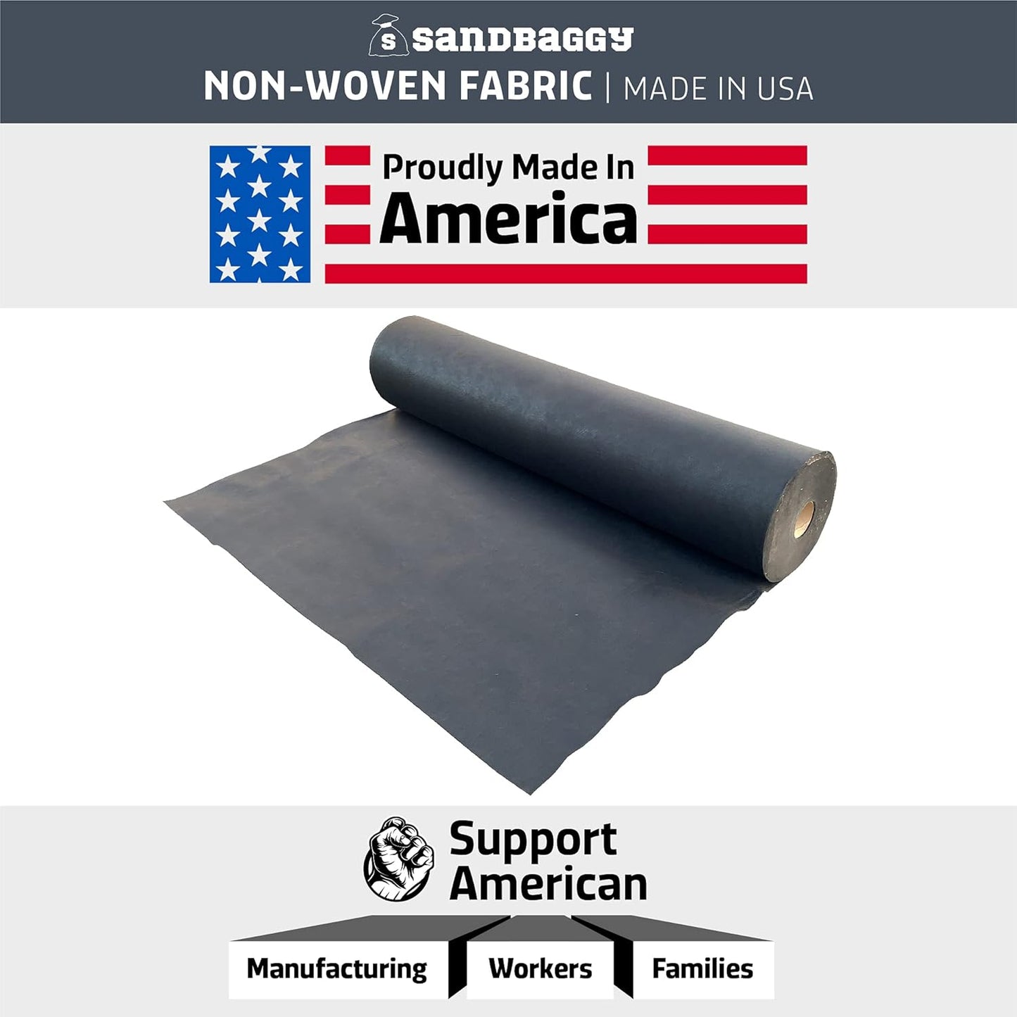 Sandbaggy Geotextile Pond Underlayment Padding | Made in USA | 50 YEAR Life* | Non Woven Fabric Protects Pond Liner From Damage | Made of Industrial Grade DOT Approved Fabric (25 ft x 25 ft or 625 sq ft)