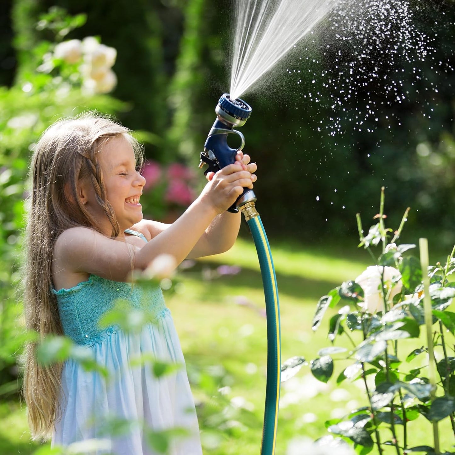 Solution4Patio Short Lead-in Green Garden Hose 3/4 in. x 6 ft.-Kink Free, Leakproof, Brass/Aluminum Male/Female Fittings -Heavy Duty Durable Flexible Lightweight Water Pipe for Household & Commercial