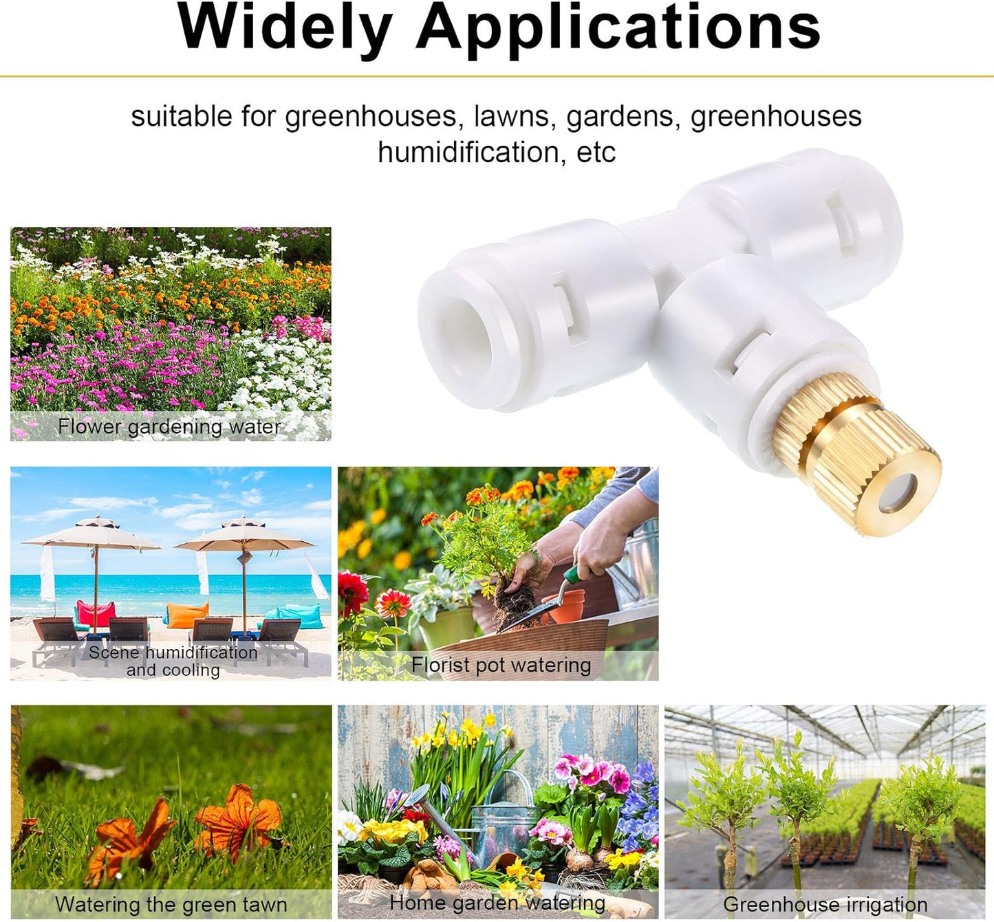 Honoson 32 Pieces Brass Misting Nozzles Kit with 0.03 cm Orifice Thread Gold Nozzles for Patio Misting System Outdoor Cooling System Garden Water Mister