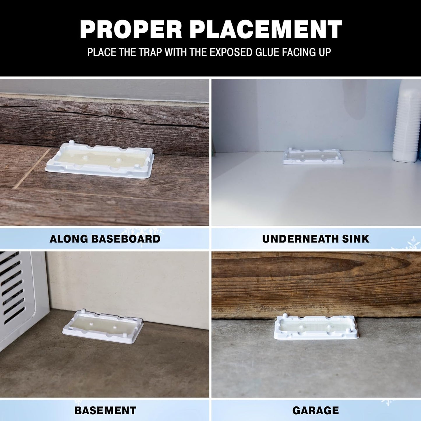 Catchmaster Freeze Resistant Glue Traps 6PK Mouse Traps Indoor for Home, Pest Control Adhesive Tray, Catch Bugs, Crickets, Spiders & Rats, Glue Boards for Cold Weather, House, Shed & Garage