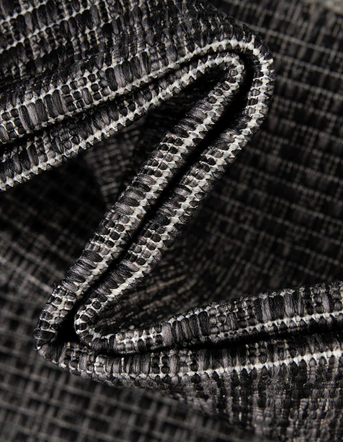 Unique Loom Outdoor Border Collection Area Rug - Soft Border (7' 10" x 10' Rectangle Black/Ivory)