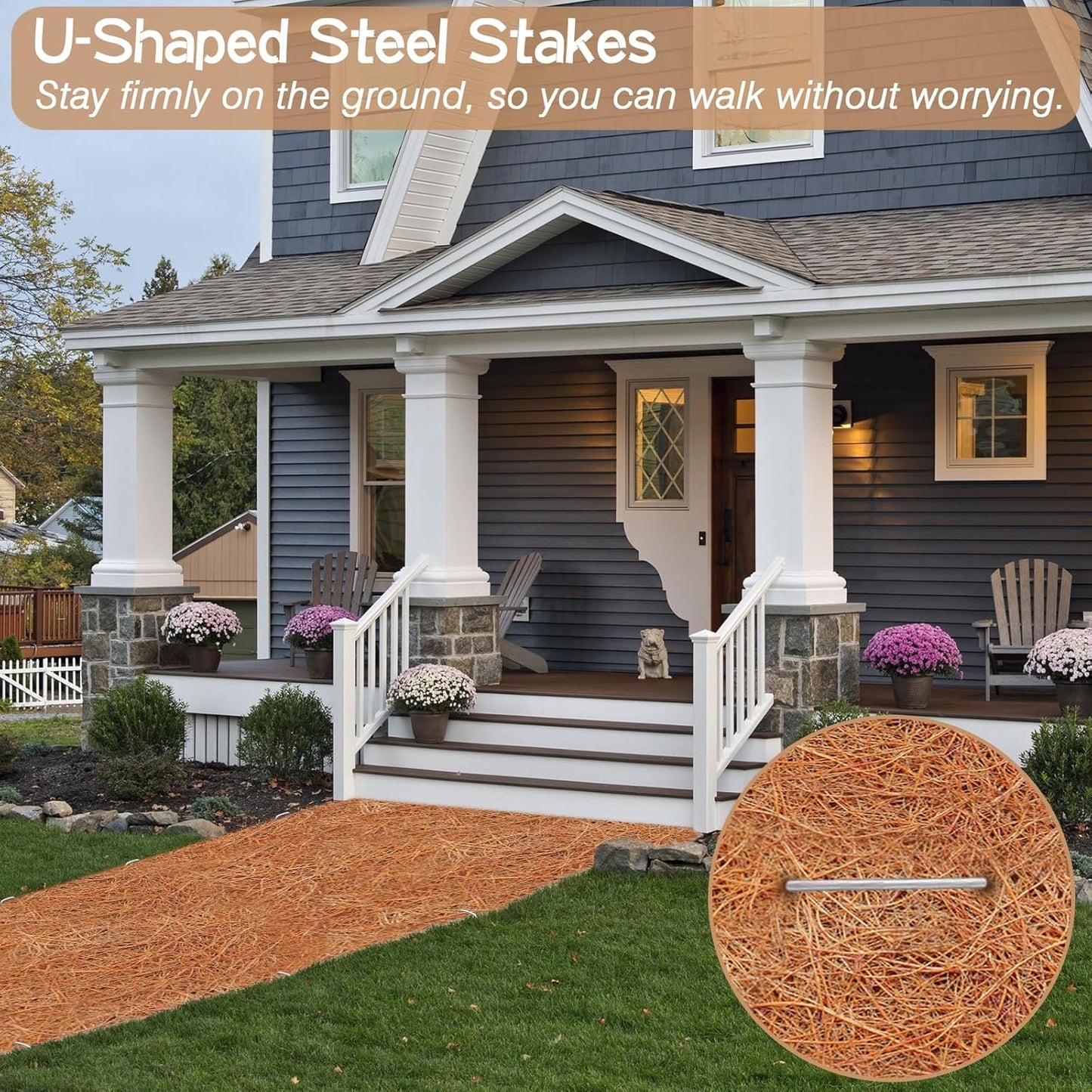 ZeeDix No-Slip Ice and Snow Carpet- 31 x 80 x 0.28In Thickened No Slip Ice Carpet Outdoor Runner Natural Coconut Fiber Mat for Walkway Garden Doorway Stairs Porch Outdoor Safer Walking