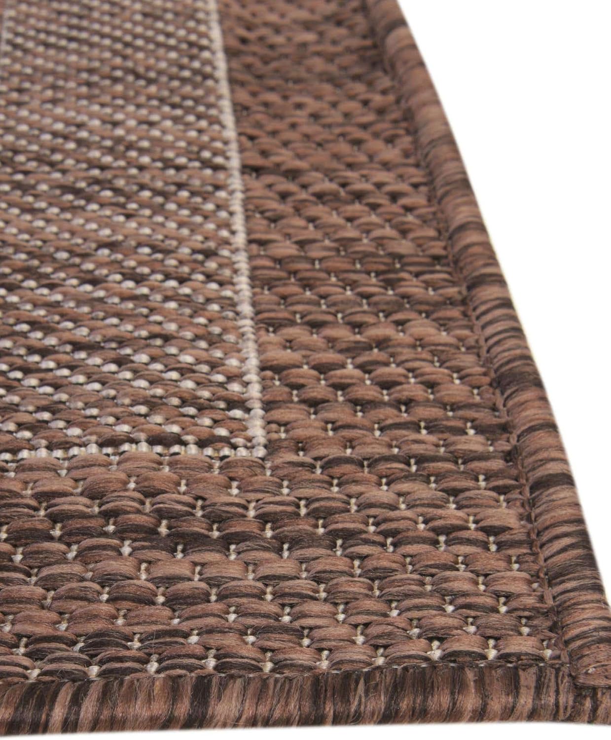 Unique Loom Outdoor Border Collection Area Rug - Soft Border (3' 3" x 5' 3" Rectangle Brown/Ivory)