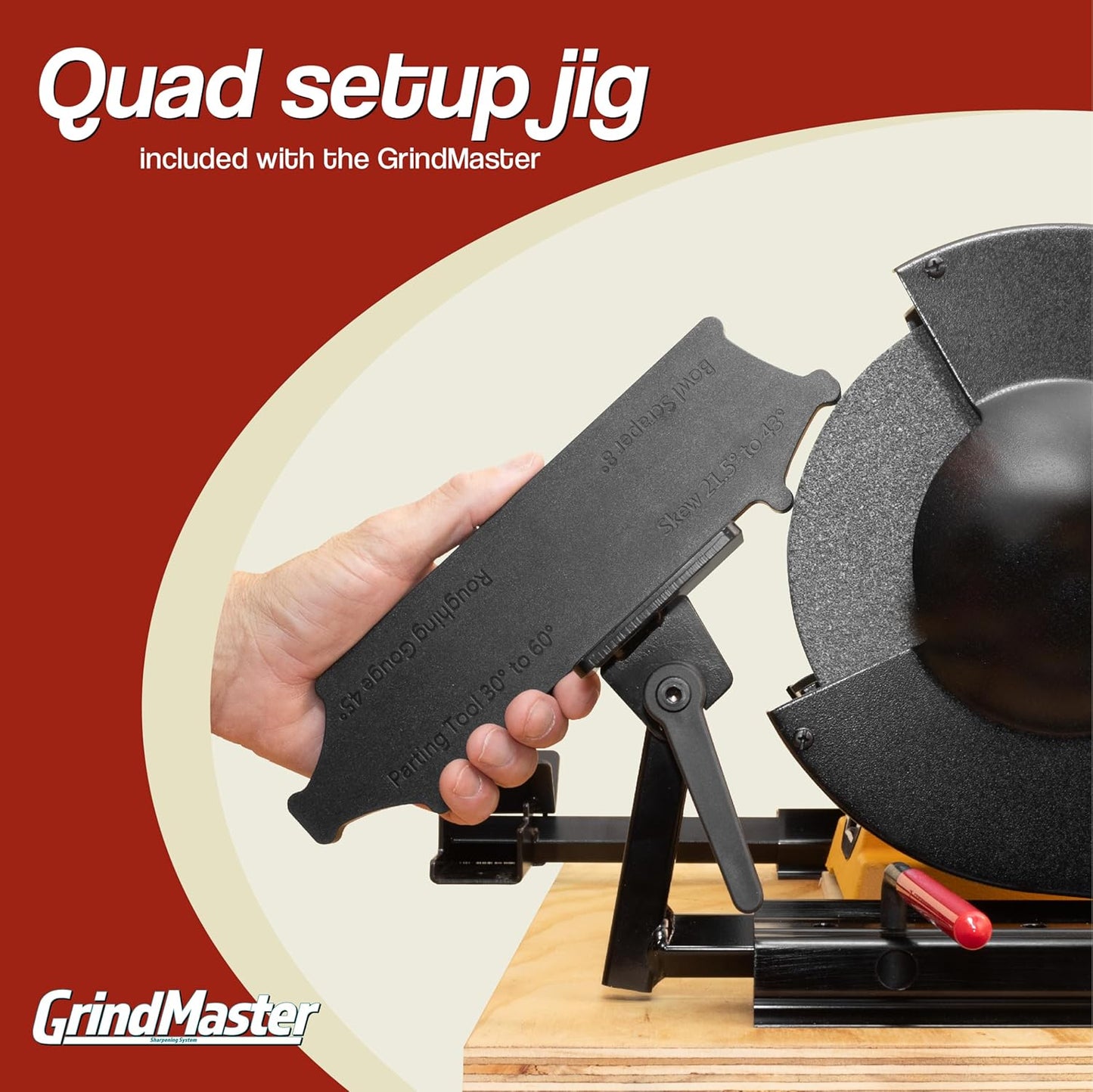 GrindMaster Lathe Tool Sharpening Jig with Quad Setup, Multi-Grind Jig and Two Setup Blocks (for 8" Grinders)