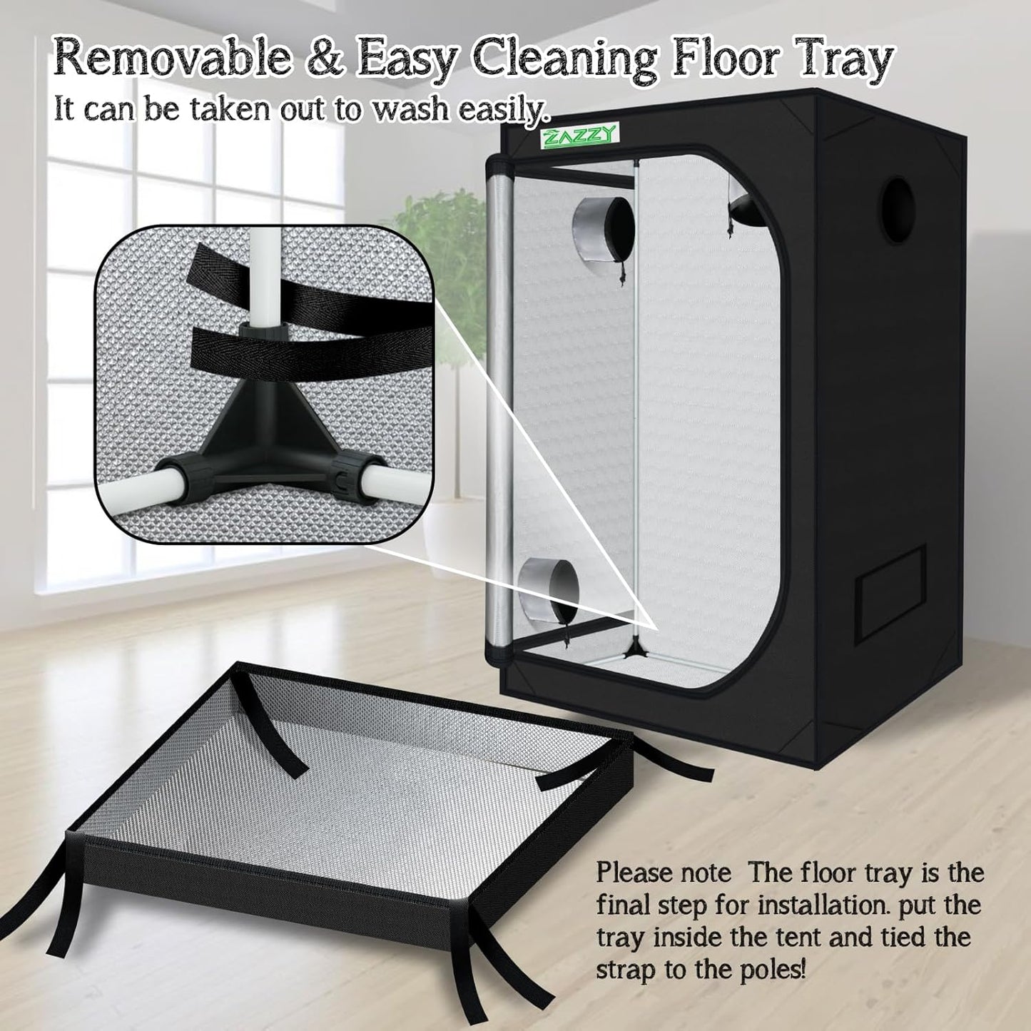 zazzy Grow Tent, 48"x48"x78" Growing Tents for Indoor Plant 600D Mylar Hydroponic Grow Tent High Reflective Growing Tent Room for Indoor Plant Fruit Flower Veg