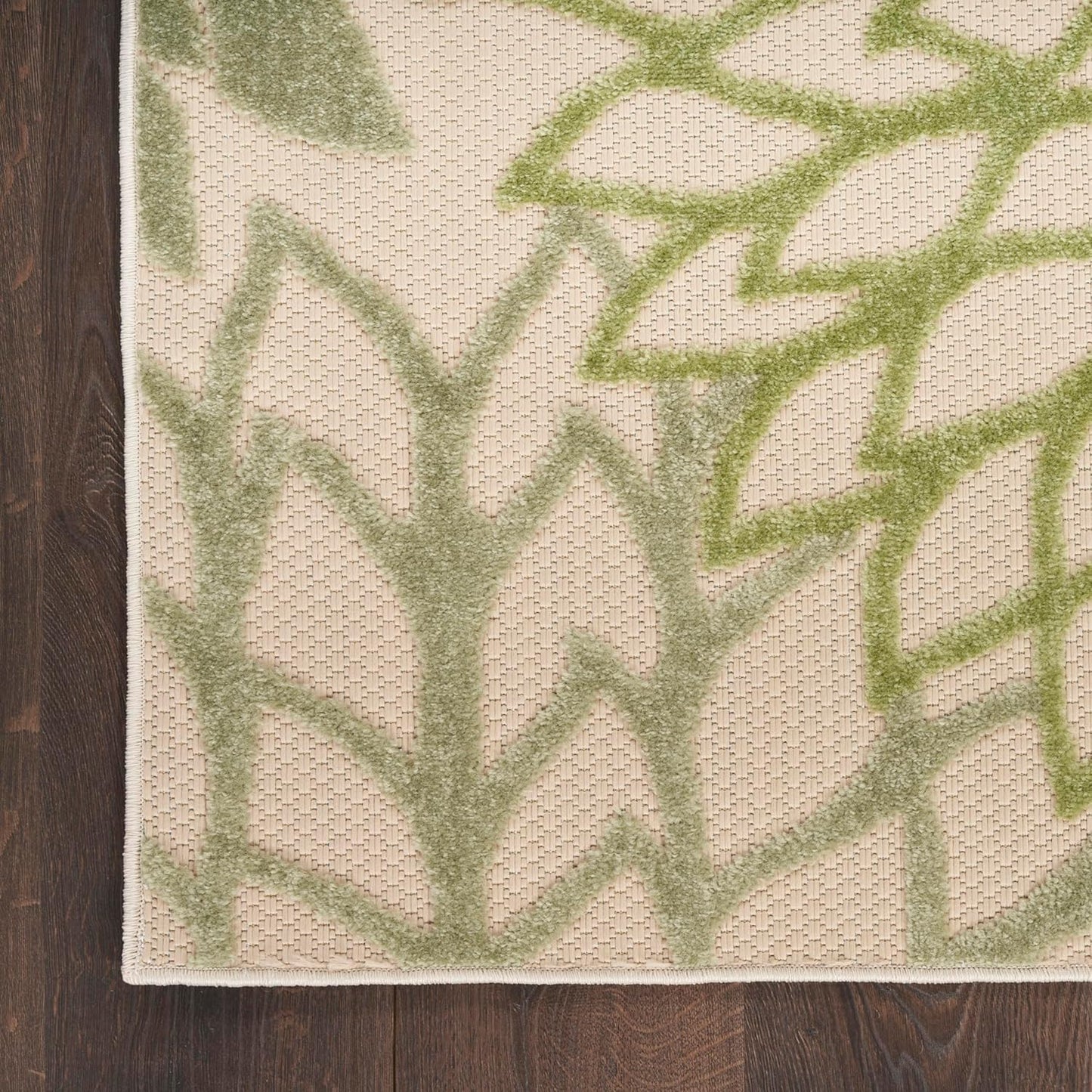 Nourison Home Aloha Tropical Indoor/Outdoor Ivory Green 5'3" x 7'5" Area Rug, Easy Cleaning, Non Shedding, Bed Room, Living Room, Dining Room, Backyard, Deck, Patio (5x7)