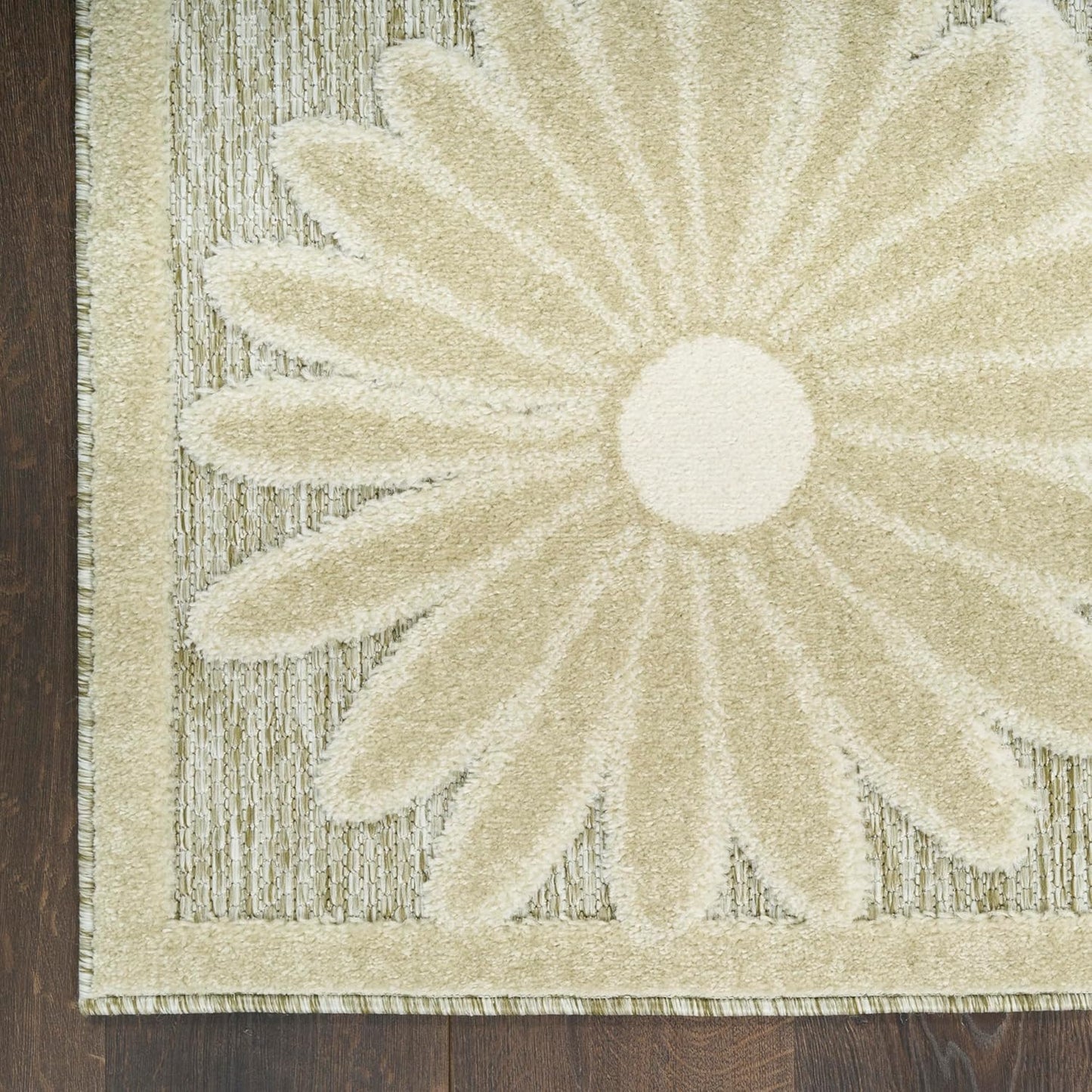 Nourison Aloha Ivory Sage 5'3" x 7'5" Area Rug - Easy Clean, Non Shedding, Bed Room, Living Room, Dining Room, Kitchen (5' x 8')