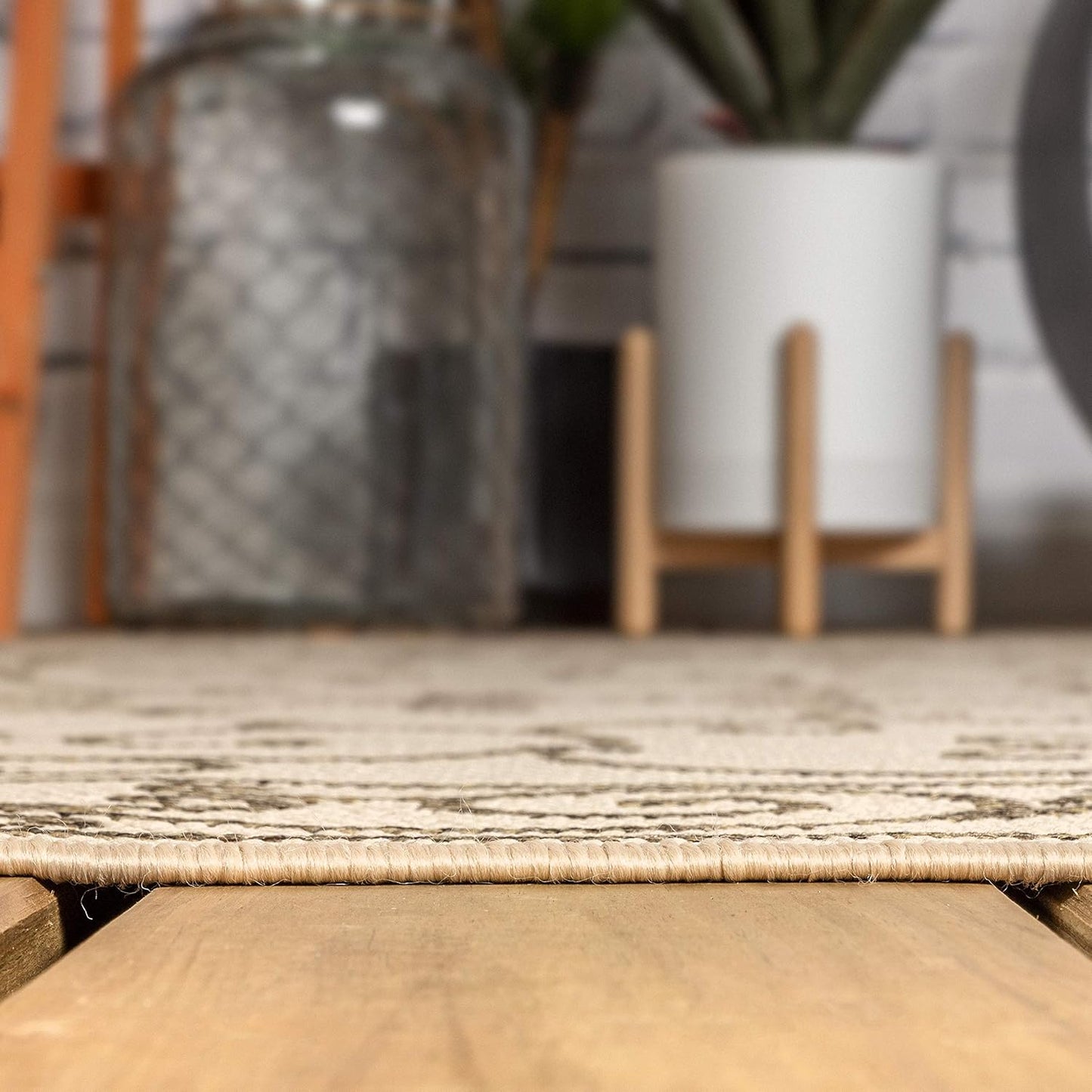 JONATHAN Y SMB106A-9SQ Charleston Vintage Filigree Textured Weave Beige/Brown 9' Square Indoor/Outdoor Area Rug, Pet Friendly, Non-Shedding, Stain Resistant, Easy-Cleaning for Backyard, Patio, Porch