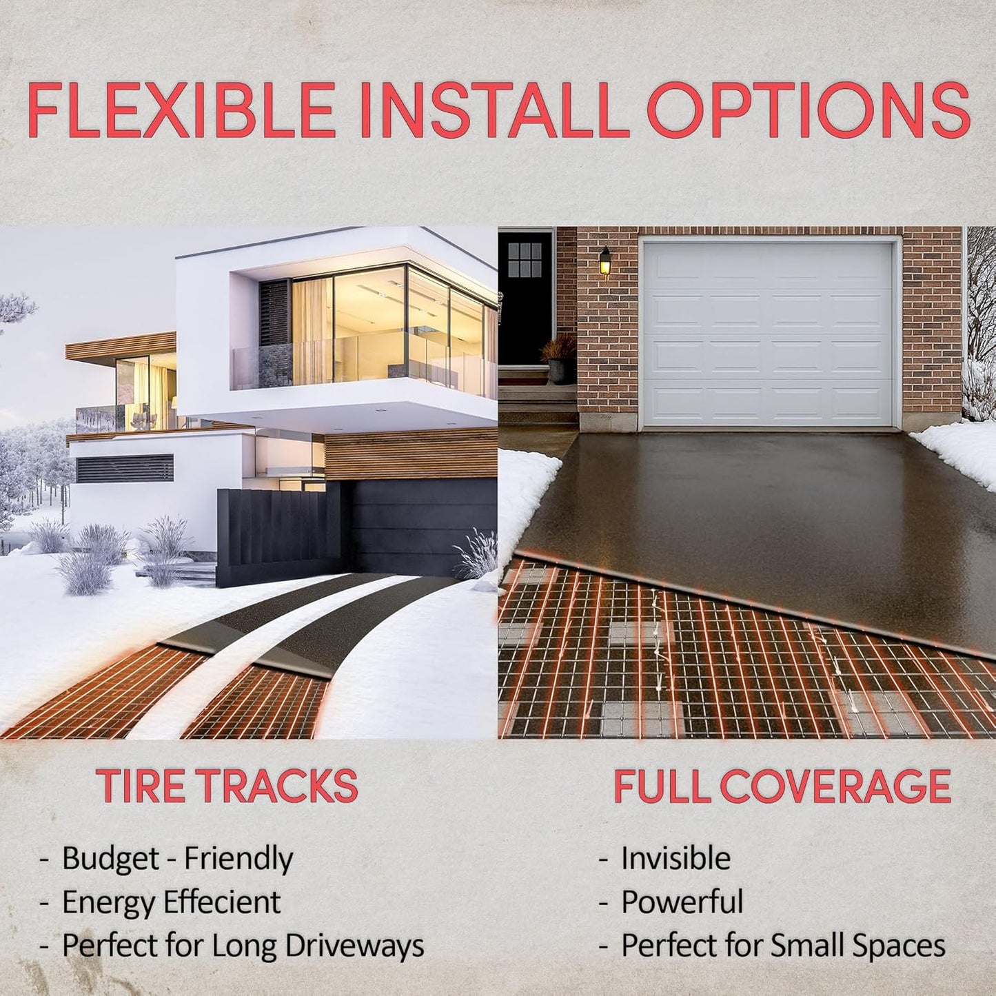 Electric Snow and Ice Melting Underground Cable 43 feet, Covers 14 sqft at up to 38 Watts/sqft, 120V – Radiant Heated Driveways, Walkways, Stairs – Installs Under Concrete, Asphalt, or Pavers
