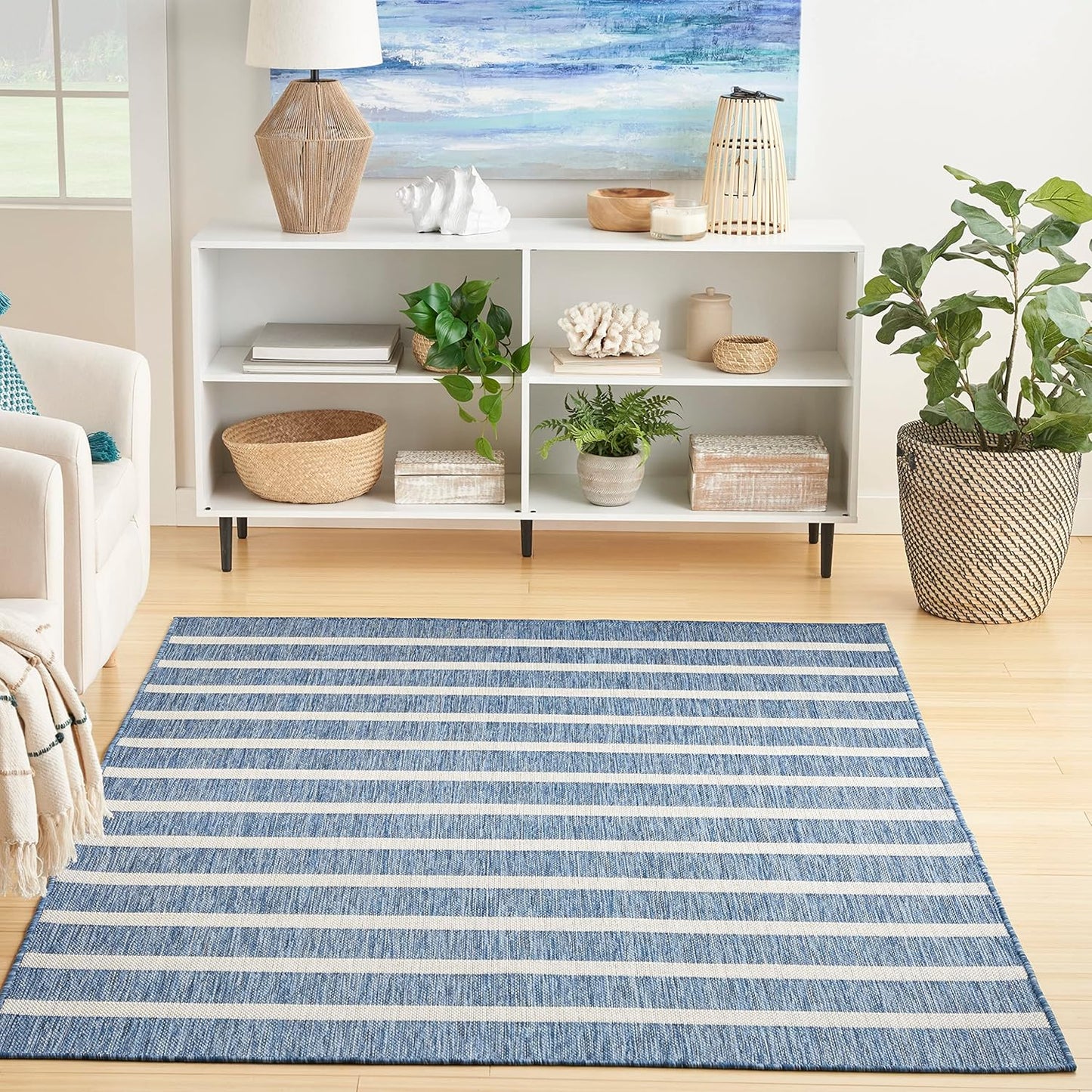 Nourison Home Positano 6' x 9' Fabric Navy Ivory Area Rug