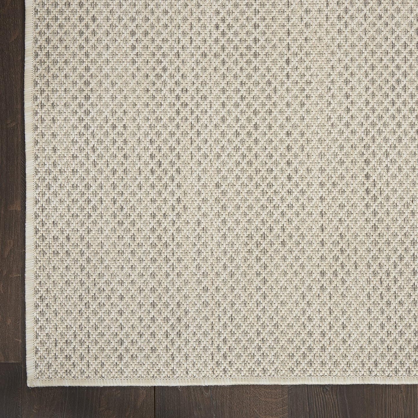 Nourison Home Courtyard Indoor/Outdoor Ivory/Silver 5' x Square Area Rug, Easy Cleaning, Non Shedding, Bed Room, Living Room, Dining Room, Backyard, Deck, Patio (5 Square)