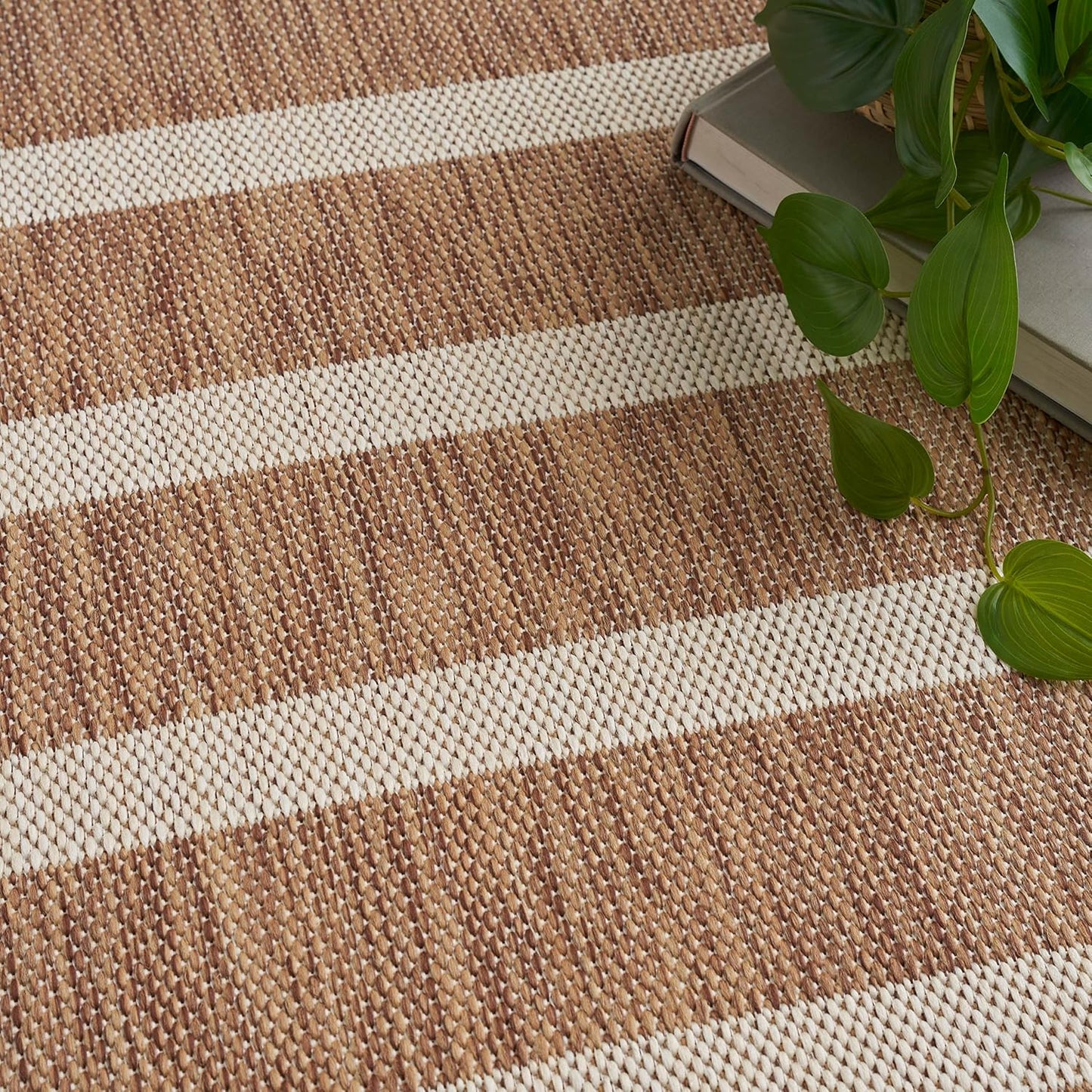 Nourison Home Positano Indoor/Outdoor Jute Ivory 5' x 7' Area Rug, Easy Cleaning, Non Shedding, Bed Room, Living Room, Dining Room, Deck, Backyard, Patio (5x7)
