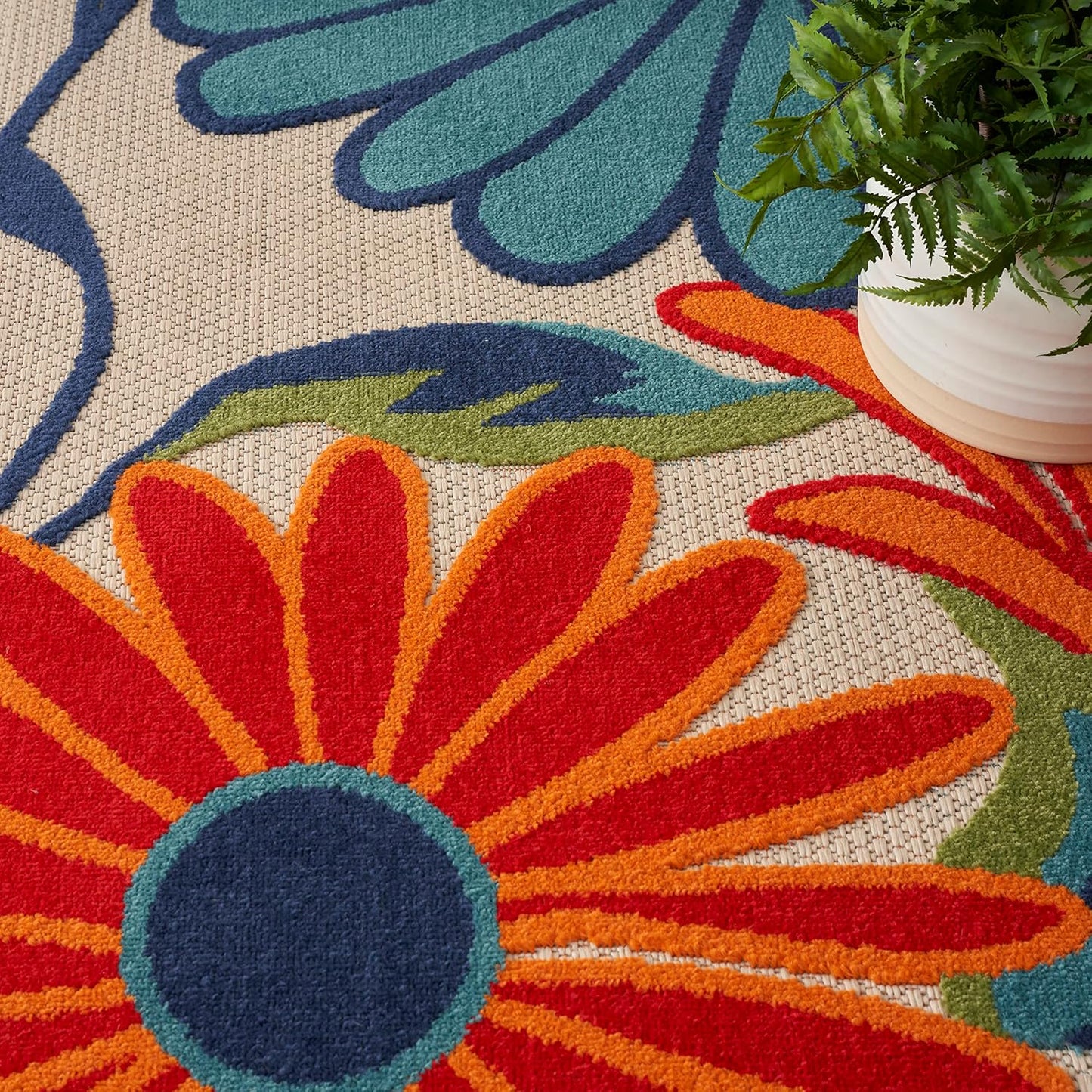 Nourison Home Aloha 63x89 Contemporary Fabric Rug in Multi-Color