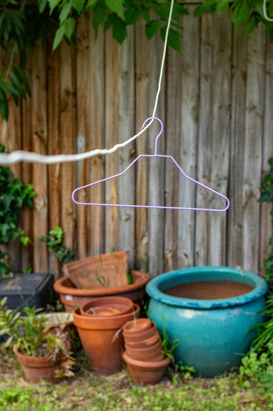 clothes hanger on wire