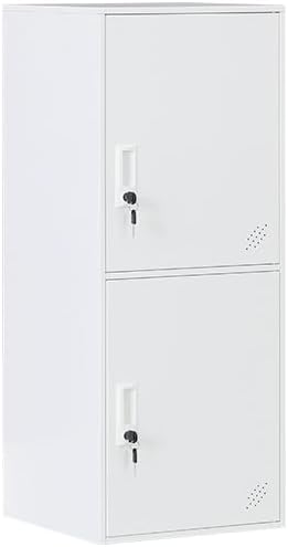 2 Door Vertical Stackable Storage Cabinet with Lock,Anti-Failing Device, Metal Lcoker,Organizer for Office, Home, Gym, School,Employee,Kids. (2D-White)