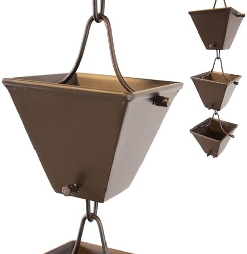 Nutshell Stores Medium Square Cups Rain Chain - Bronze - 13 Feet