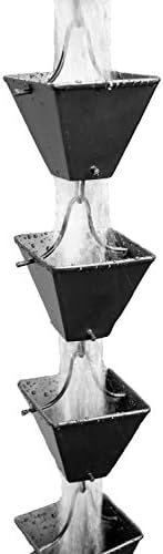 Nutshell Stores Medium Square Cups Rain Chain - Black - 19 Feet