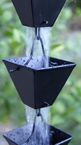 Nutshell Stores Medium Square Cups Rain Chain - Black - 14 Feet