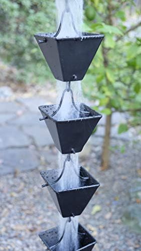 Nutshell Stores Medium Square Cups Rain Chain - Black - 15 Feet