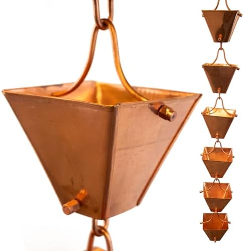 Nutshell Stores Medium Square Cups Rain Chain - Copper - 8 Feet