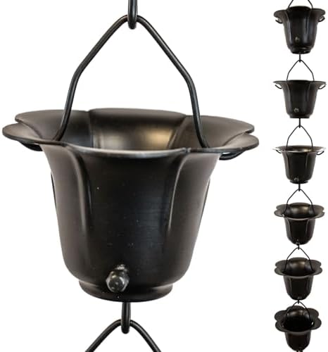 Nutshell Stores Flower Cups Rain Chain - Black - 15 Feet