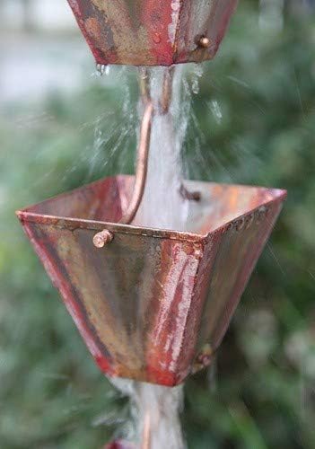 Nutshell Stores Medium Square Cups Rain Chain - Pre-Aged Copper - 20 Feet