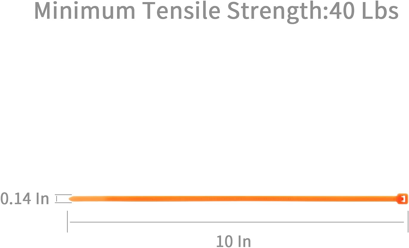 XINGO 10 Inch Cable Zip Ties (500 Pack), 40 Lbs Tensile Strength-Heavy Duty, Self-Locking Nylon Plastic Nylon Wire Ties for indoor and outdoor use(Orange)