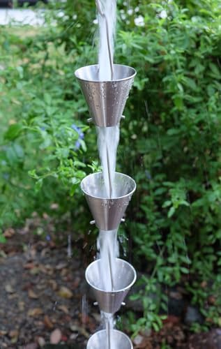 Nutshell Stores Steel Cups Rain Chain - Stainless Steel - 8 Feet