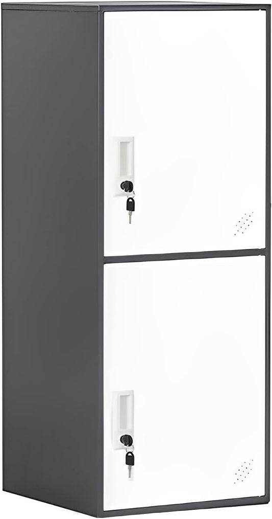 2 Door Vertical Stackable Storage Cabinet with Lock,Anti-Failing Device, Metal Lcoker,Organizer for Office, Home, Gym, School,Employee,Kids. (2D-Grey)