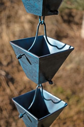 Nutshell Stores Medium Square Cups Rain Chain - Patina - 18 Feet