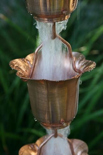 Nutshell Stores Flower Cups Rain Chain - Copper - 16 Feet