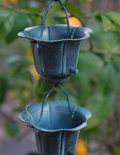 Nutshell Stores Flower Cups Rain Chain - Patina - 20 Feet