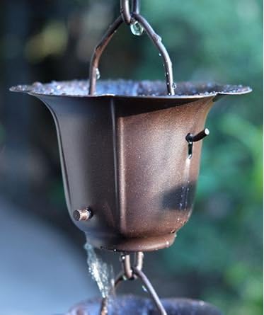 Nutshell Stores Flower Cups Rain Chain - Bronze - 17 Feet