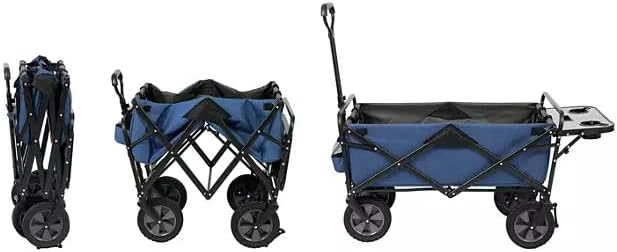 Heavy Duty Steel Frame Collapsible Folding Wagon with Table,150 Pound Capacity Outdoor Camping Garden Utility Wagon Yard Cart (Blue, 1PACK)